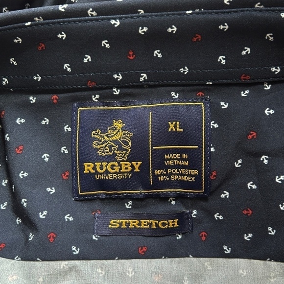 Rugby University Shirt Button Front Short Sleeve Nautical theme Anchors - Picture 7 of 10